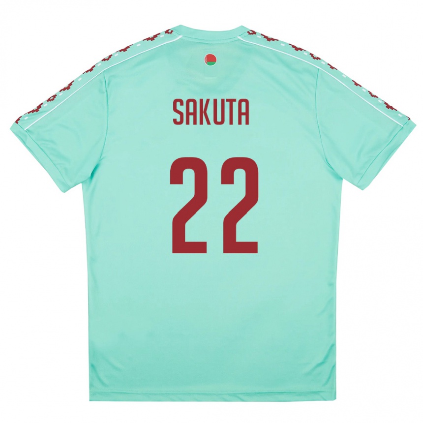 ילדים כדורגל בלארוס Maksim Sakuta #22 ירוק בהיר בורדו הרחק ג'רזי 26-28
