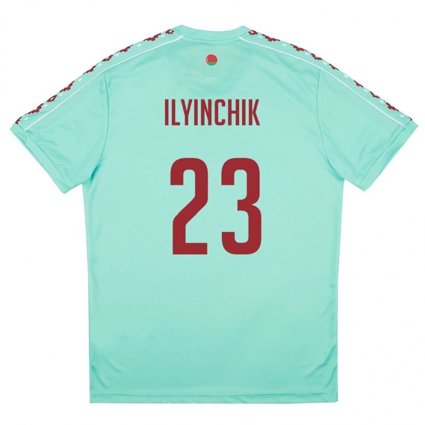 ילדים כדורגל בלארוס Daniil Ilyinchik #23 ירוק בהיר בורדו הרחק ג'רזי 26-28