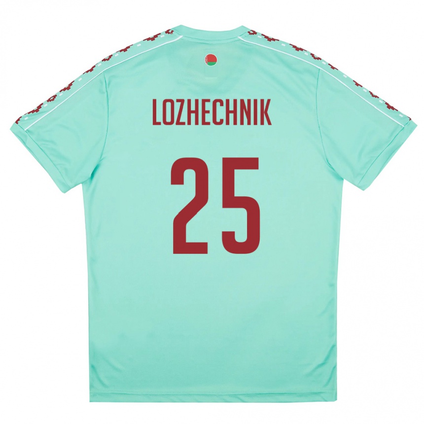 ילדים כדורגל בלארוס Dmitriy Lozhechnik #25 ירוק בהיר בורדו הרחק ג'רזי 26-28