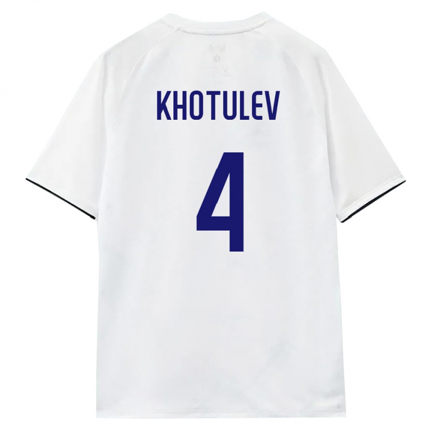 ילדים כדורגל רוסיה Timofey Khotulev #4 לבן חום שחור הרחק ג'רזי 26-28