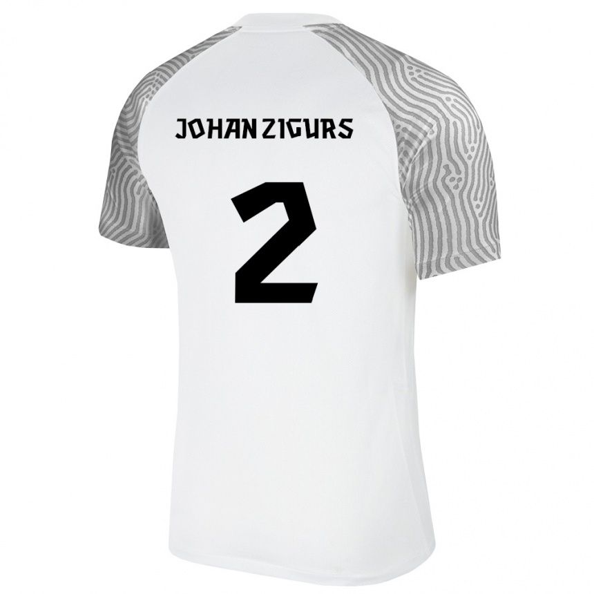 ילדים כדורגל אסטוניה Henri Johan Zigurs #2 לבן אפור הרחק ג'רזי 26-28