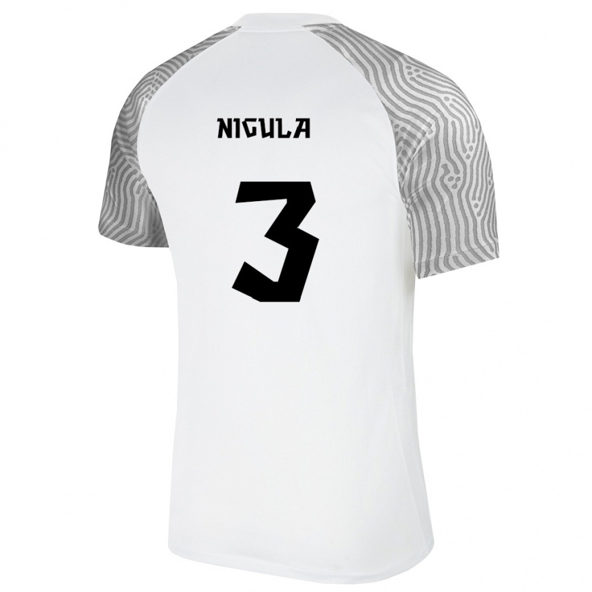 ילדים כדורגל אסטוניה Romet Nigula #3 לבן אפור הרחק ג'רזי 26-28