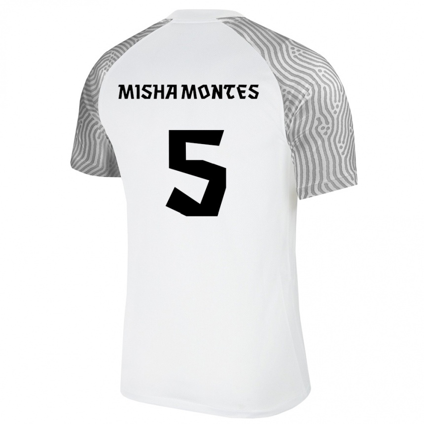 ילדים כדורגל אסטוניה Dominic Misha Montes #5 לבן אפור הרחק ג'רזי 26-28