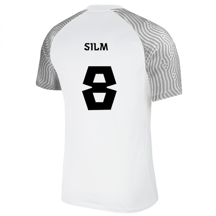 ילדים כדורגל אסטוניה Jaron Silm #8 לבן אפור הרחק ג'רזי 26-28