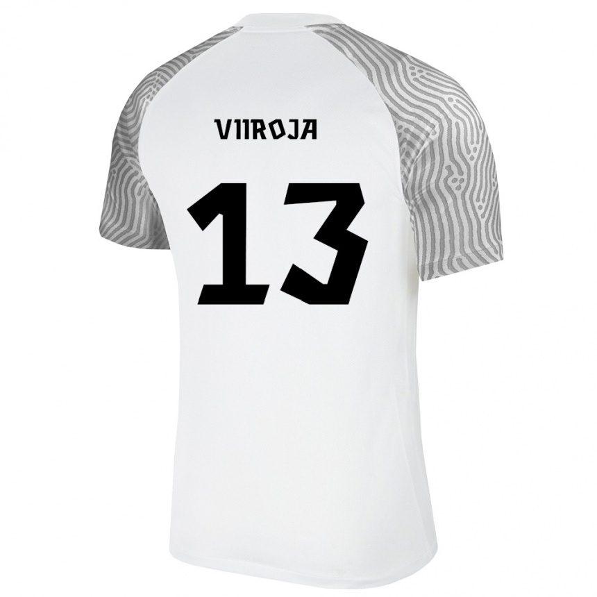 ילדים כדורגל אסטוניה Jakob Viiroja #13 לבן אפור הרחק ג'רזי 26-28
