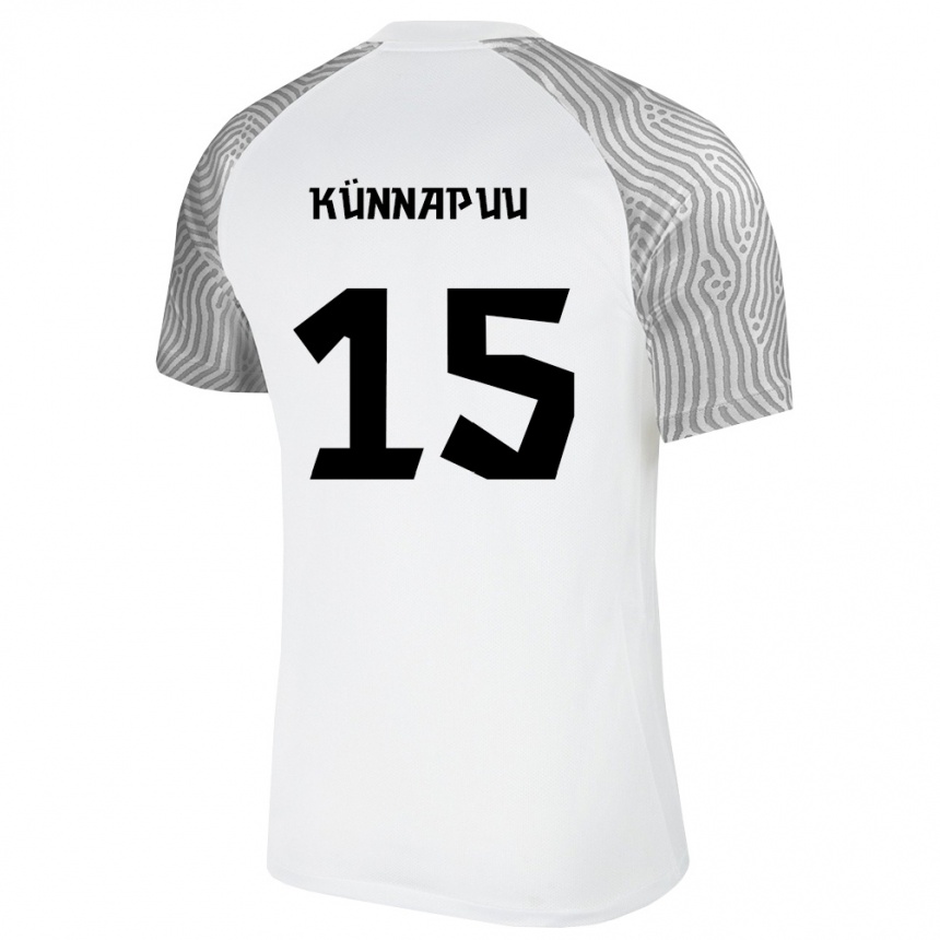 ילדים כדורגל אסטוניה Oskar Künnapuu #15 לבן אפור הרחק ג'רזי 26-28