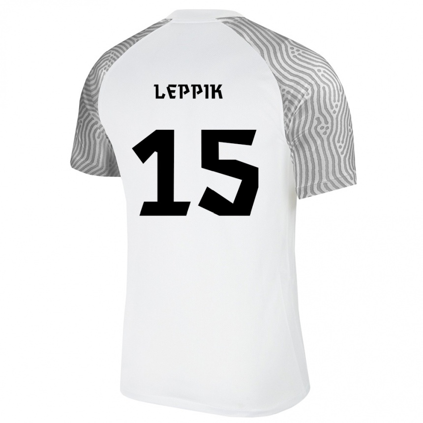 ילדים כדורגל אסטוניה Romet Leppik #15 לבן אפור הרחק ג'רזי 26-28