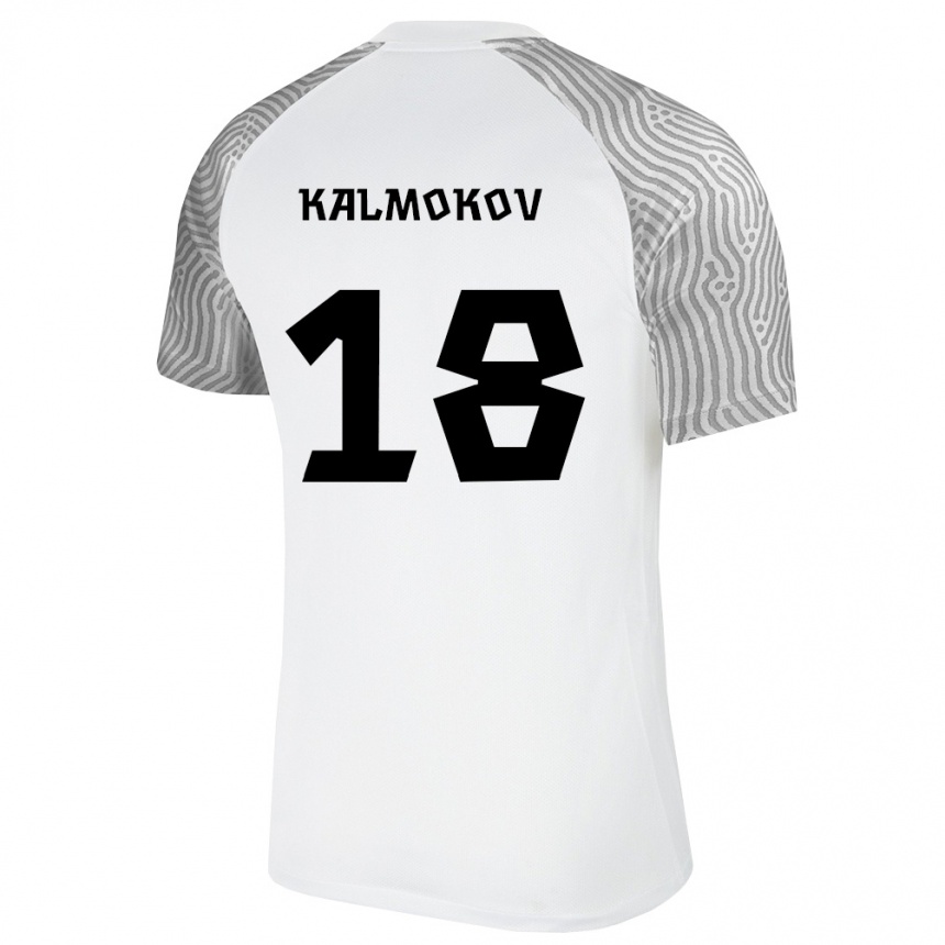 ילדים כדורגל אסטוניה Nikita Kalmokov #18 לבן אפור הרחק ג'רזי 26-28