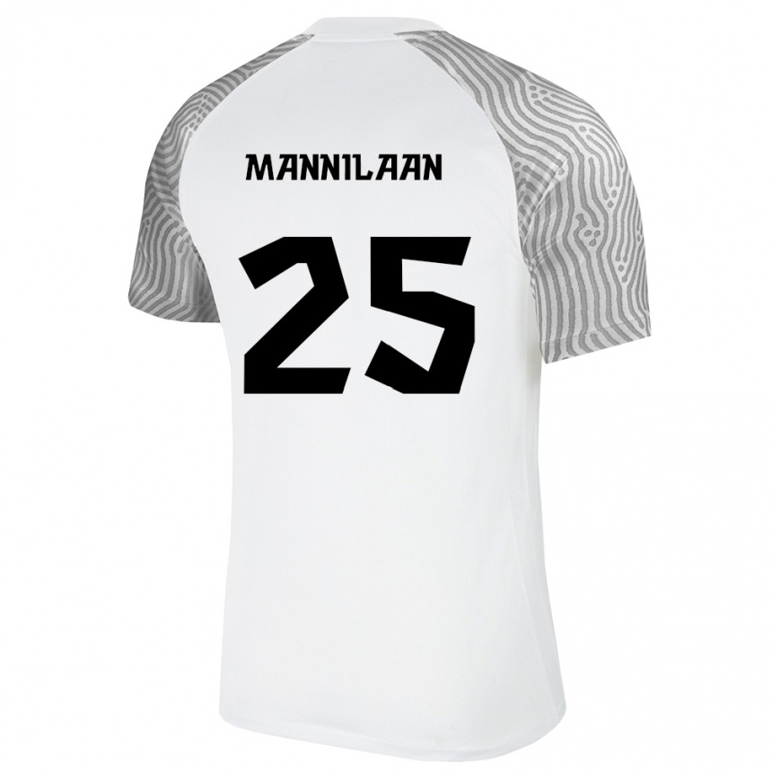 ילדים כדורגל אסטוניה Mattias Männilaan #25 לבן אפור הרחק ג'רזי 26-28