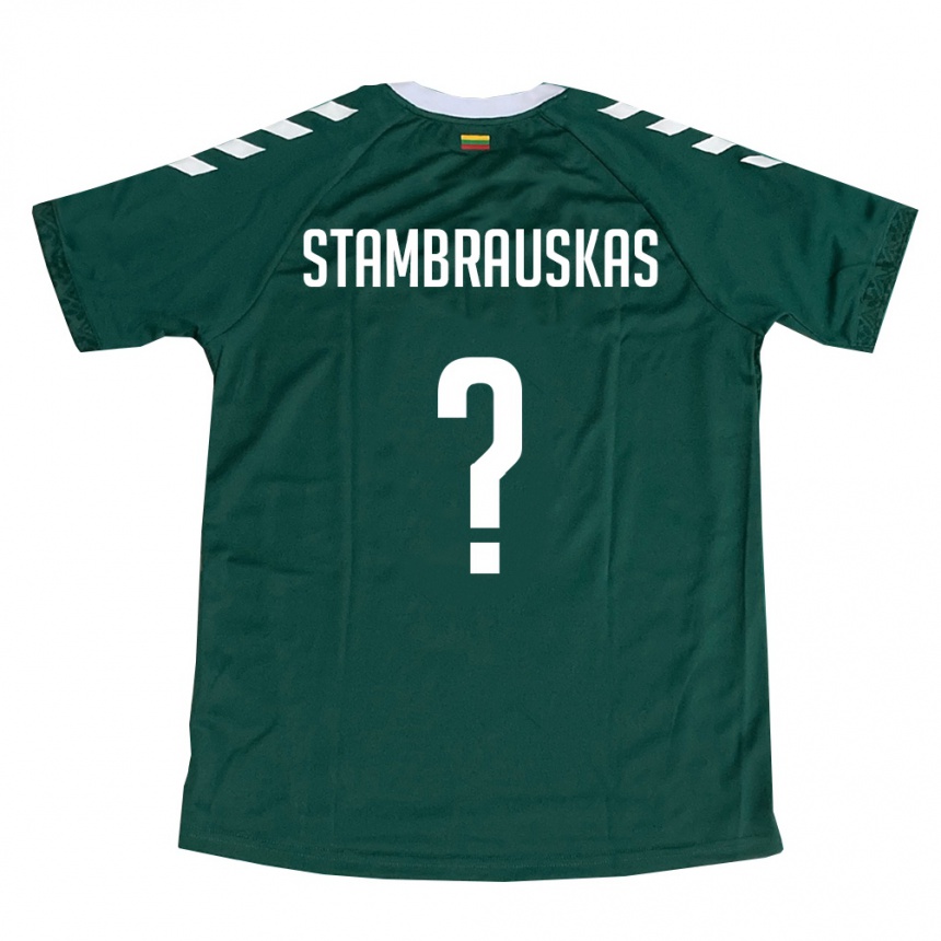 ילדים כדורגל ליטא Martynas Stambrauskas #0 ירוק כהה לבן הרחק ג'רזי 26-28