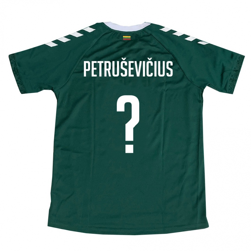 ילדים כדורגל ליטא Domas Petruševičius #0 ירוק כהה לבן הרחק ג'רזי 26-28