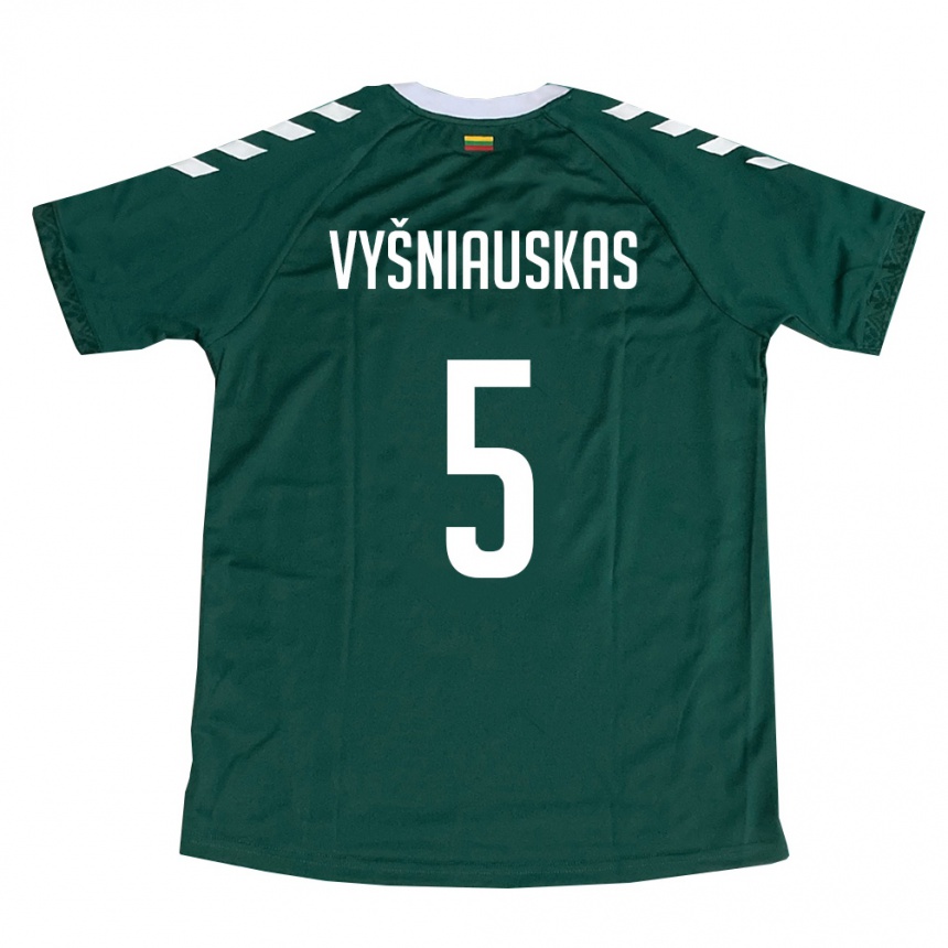 ילדים כדורגל ליטא Nojus Vyšniauskas #5 ירוק כהה לבן הרחק ג'רזי 26-28