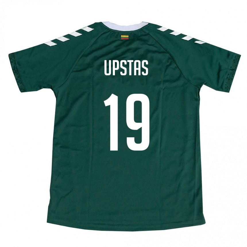 ילדים כדורגל ליטא Klaudijus Upstas #19 ירוק כהה לבן הרחק ג'רזי 26-28