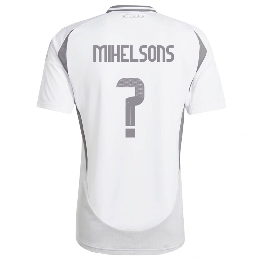 ילדים כדורגל לטביה Rendijs Mihelsons #0 לבן אפור כהה הרחק ג'רזי 26-28