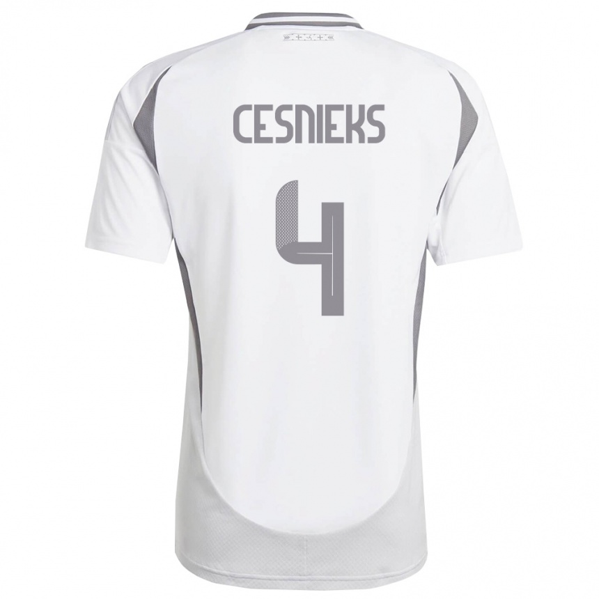 ילדים כדורגל לטביה Kevins Cesnieks #4 לבן אפור כהה הרחק ג'רזי 26-28