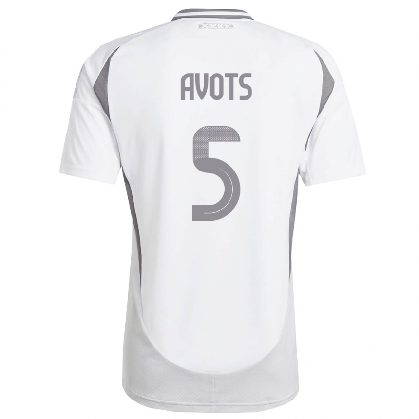 ילדים כדורגל לטביה Alberts Avots #5 לבן אפור כהה הרחק ג'רזי 26-28