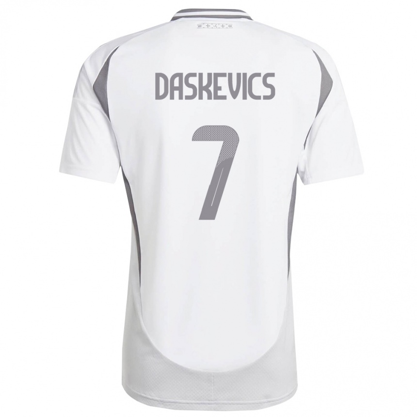 ילדים כדורגל לטביה Eduards Daskevics #7 לבן אפור כהה הרחק ג'רזי 26-28
