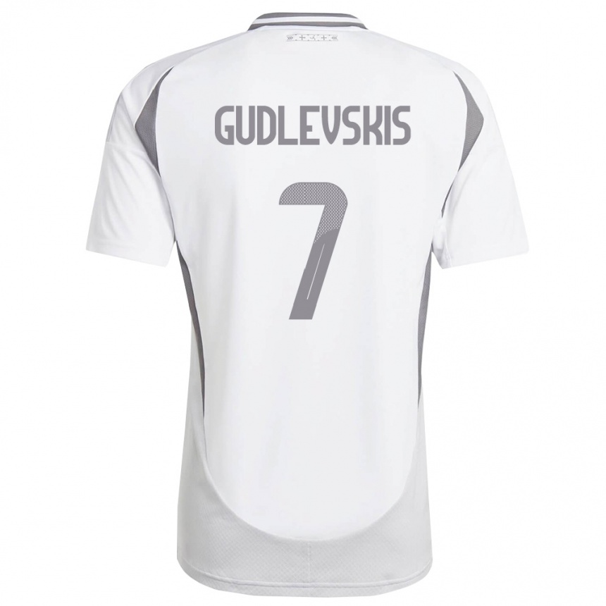 ילדים כדורגל לטביה Reinards Gudlevskis #7 לבן אפור כהה הרחק ג'רזי 26-28