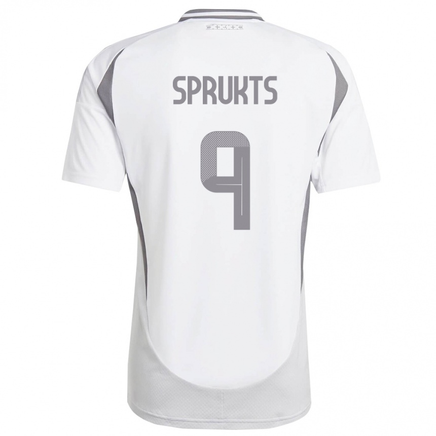 ילדים כדורגל לטביה Emils Sprukts #9 לבן אפור כהה הרחק ג'רזי 26-28