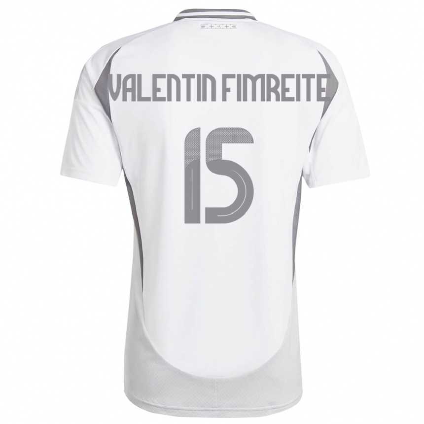 ילדים כדורגל לטביה Gabriel Valentin Fimreite #15 לבן אפור כהה הרחק ג'רזי 26-28