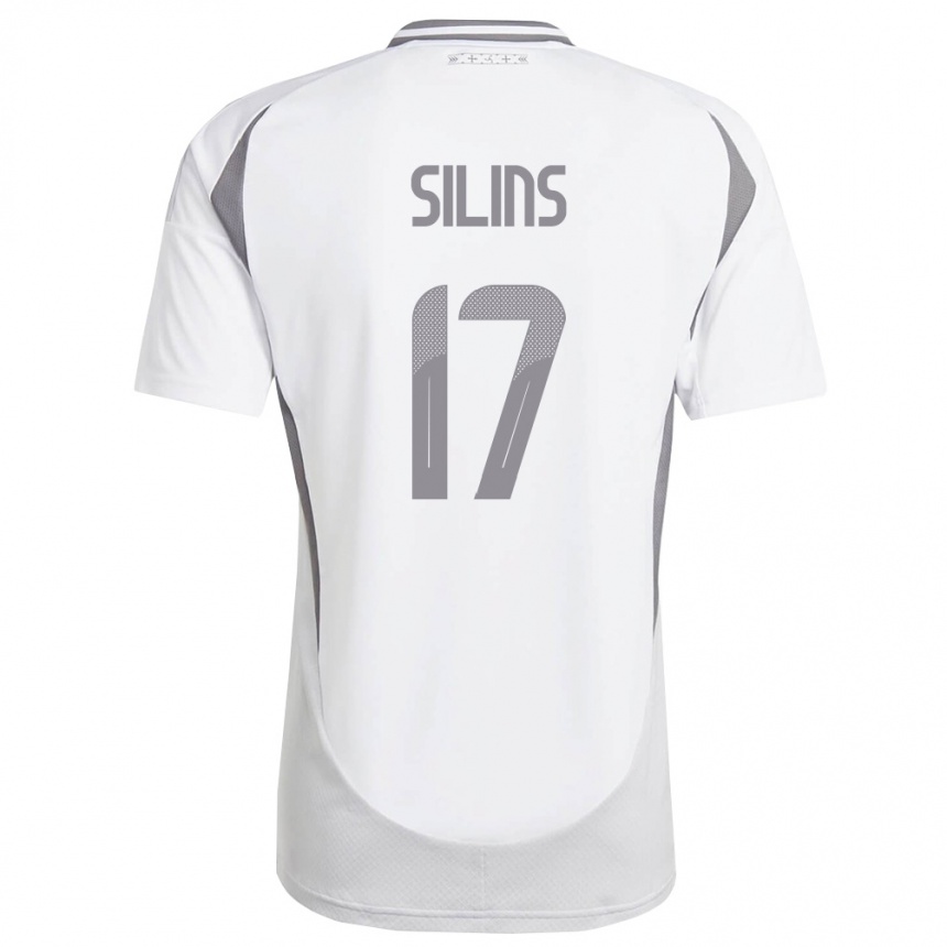 ילדים כדורגל לטביה Miks Silins #17 לבן אפור כהה הרחק ג'רזי 26-28
