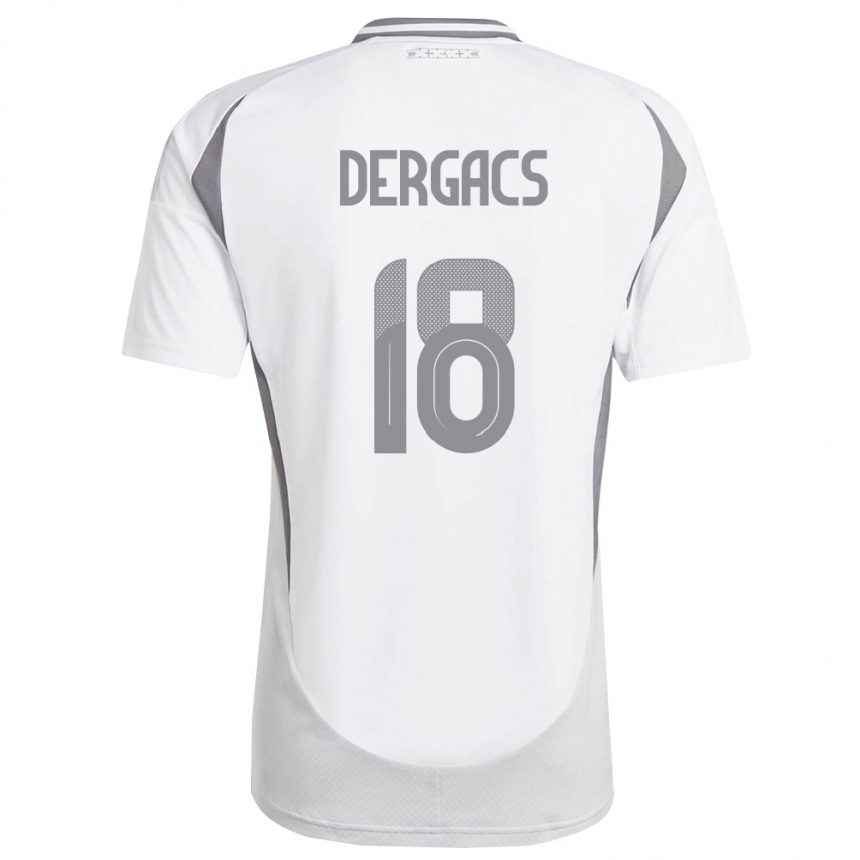 ילדים כדורגל לטביה Emils Dergacs #18 לבן אפור כהה הרחק ג'רזי 26-28