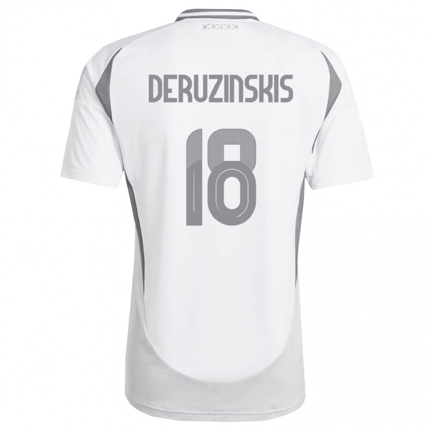 ילדים כדורגל לטביה Ruslans Deruzinskis #18 לבן אפור כהה הרחק ג'רזי 26-28