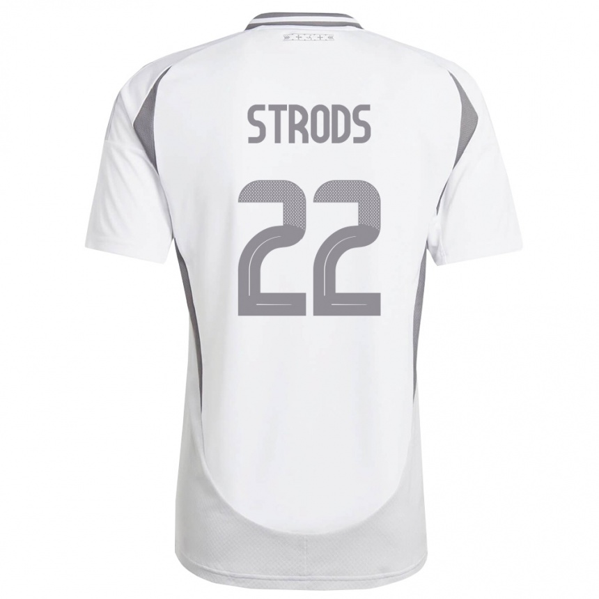 ילדים כדורגל לטביה Markuss Strods #22 לבן אפור כהה הרחק ג'רזי 26-28