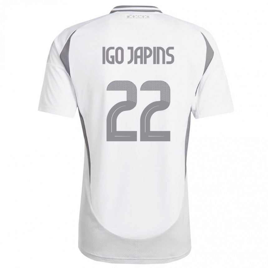 ילדים כדורגל לטביה Henrijs Igo Japins #22 לבן אפור כהה הרחק ג'רזי 26-28