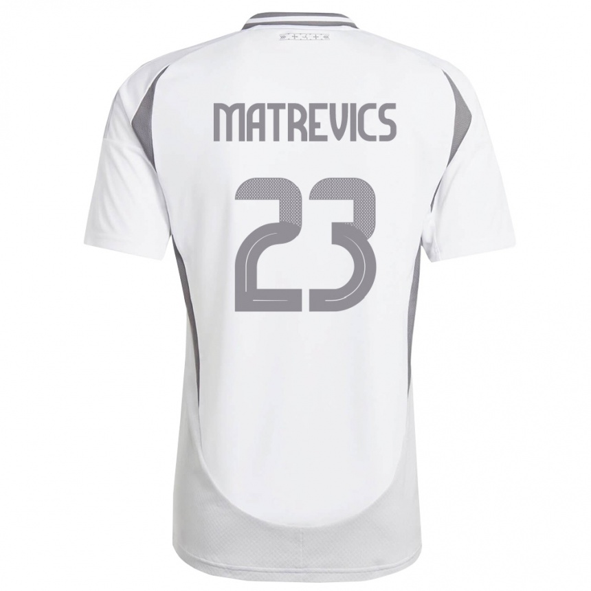 ילדים כדורגל לטביה Rihards Matrevics #23 לבן אפור כהה הרחק ג'רזי 26-28