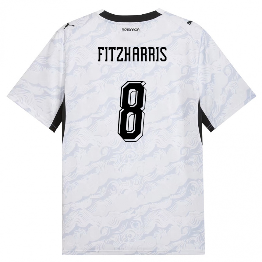 ילדים כדורגל ניו-זילנד Van Fitzharris #8 שחור לבן הרחק ג'רזי 26-28
