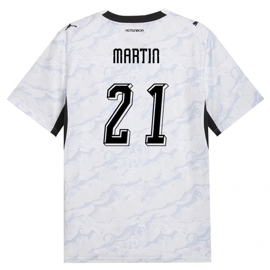 ילדים כדורגל ניו-זילנד Will Martin #21 שחור לבן הרחק ג'רזי 26-28