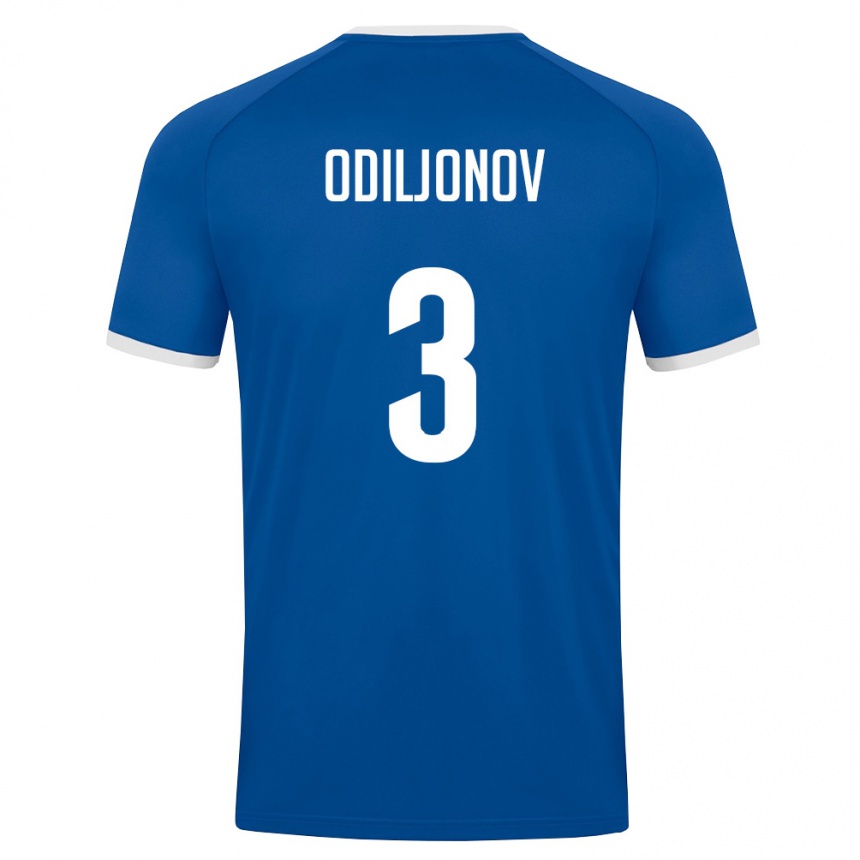 גברים כדורגל אוזבקיסטן Ozodbek Odiljonov #3 כחול מלכותי לבן ג'רזי ביתית 26-28