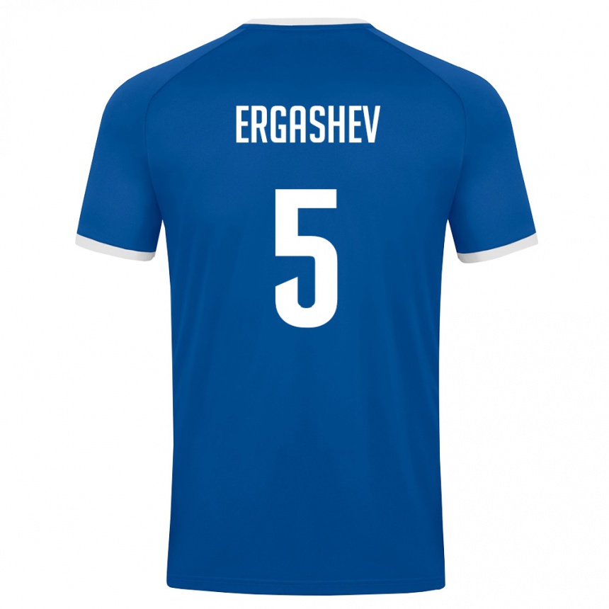 גברים כדורגל אוזבקיסטן Ozodbek Ergashev #5 כחול מלכותי לבן ג'רזי ביתית 26-28