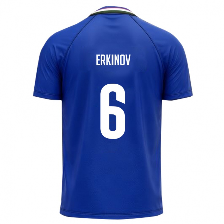 גברים כדורגל אוזבקיסטן Bekhruz Erkinov #6 כחול מלכותי לבן ג'רזי ביתית 26-28
