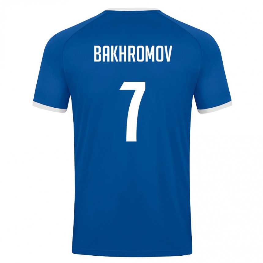 גברים כדורגל אוזבקיסטן Sardorbek Bakhromov #7 כחול מלכותי לבן ג'רזי ביתית 26-28