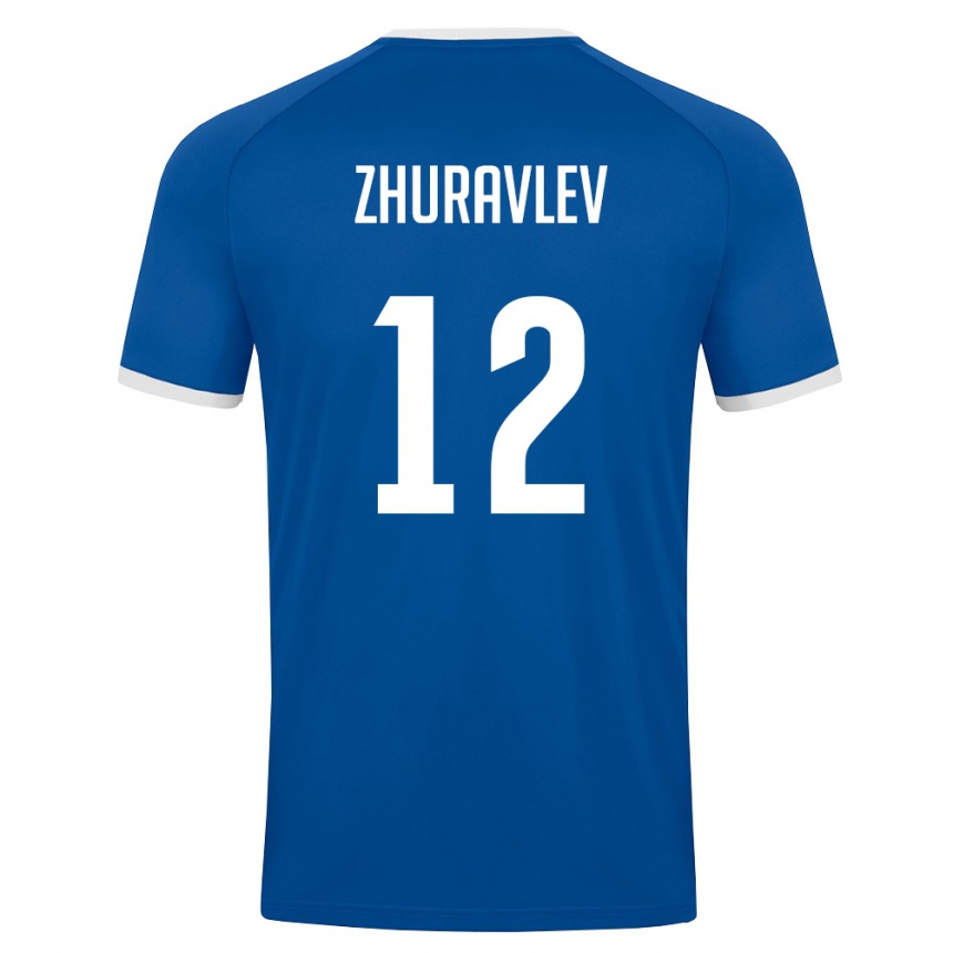 גברים כדורגל אוזבקיסטן Denis Zhuravlev #12 כחול מלכותי לבן ג'רזי ביתית 26-28