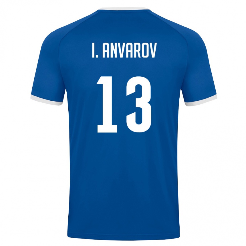 גברים כדורגל אוזבקיסטן Islom Anvarov #13 כחול מלכותי לבן ג'רזי ביתית 26-28
