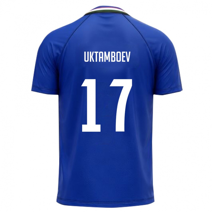 גברים כדורגל אוזבקיסטן Jakhongirmirzo Uktamboev #17 כחול מלכותי לבן ג'רזי ביתית 26-28