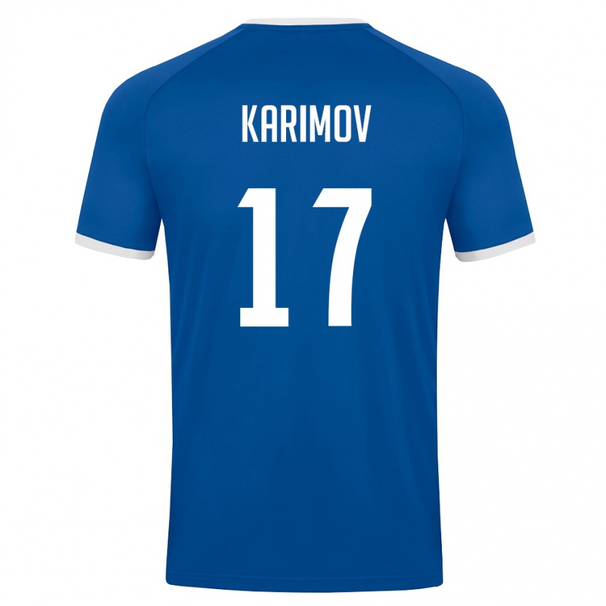 גברים כדורגל אוזבקיסטן Ollobergan Karimov #17 כחול מלכותי לבן ג'רזי ביתית 26-28