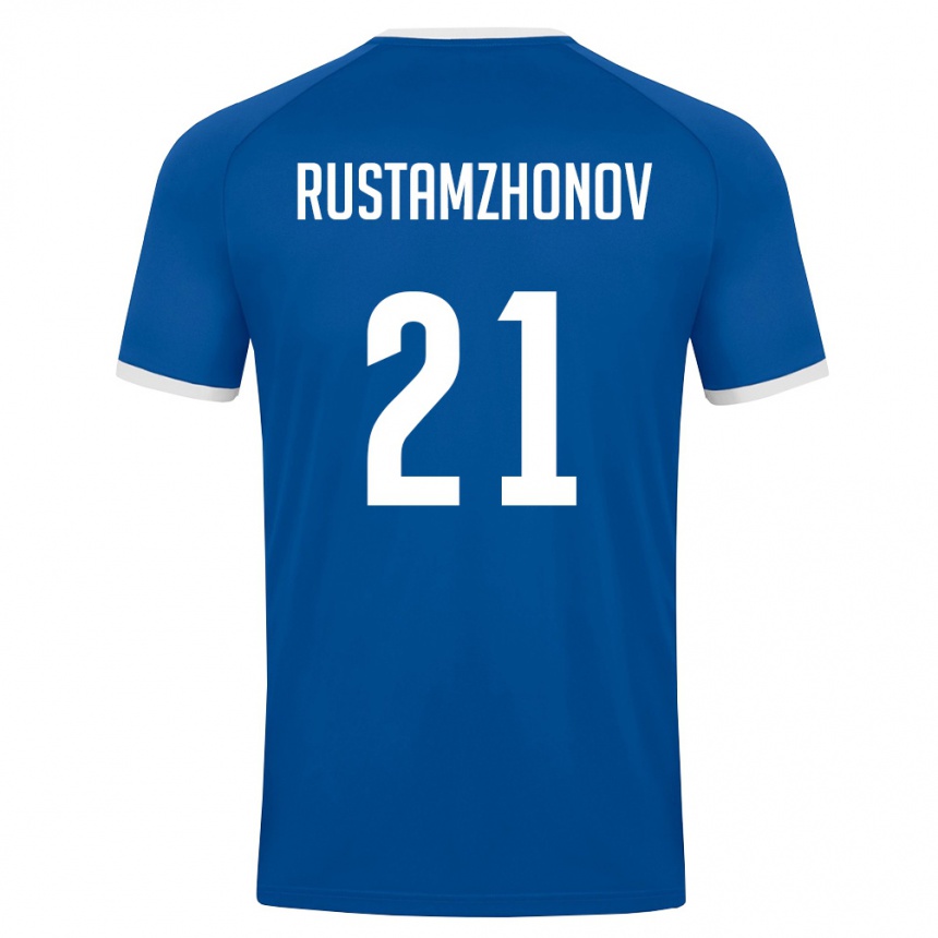 גברים כדורגל אוזבקיסטן Nematullo Rustamzhonov #21 כחול מלכותי לבן ג'רזי ביתית 26-28