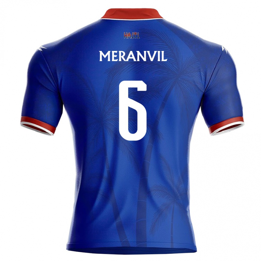 גברים כדורגל האיטי Bill Meranvil #6 כחול אדום לבן ג'רזי ביתית 26-28