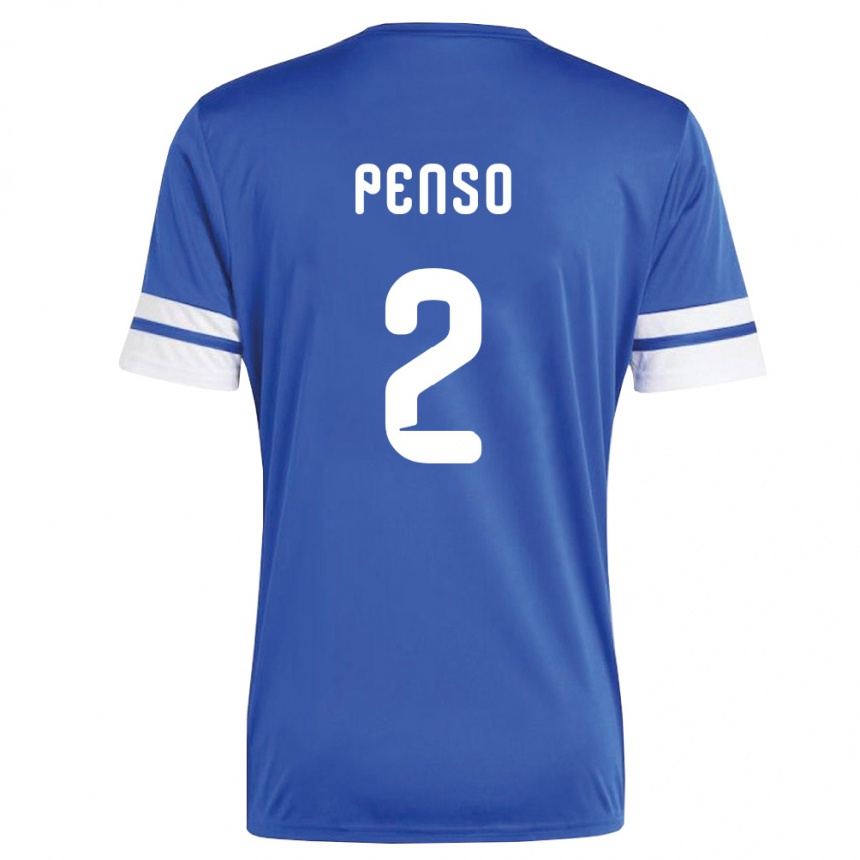 גברים כדורגל קוראסאו Kyano Penso #2 כהה לבן ג'רזי ביתית 26-28