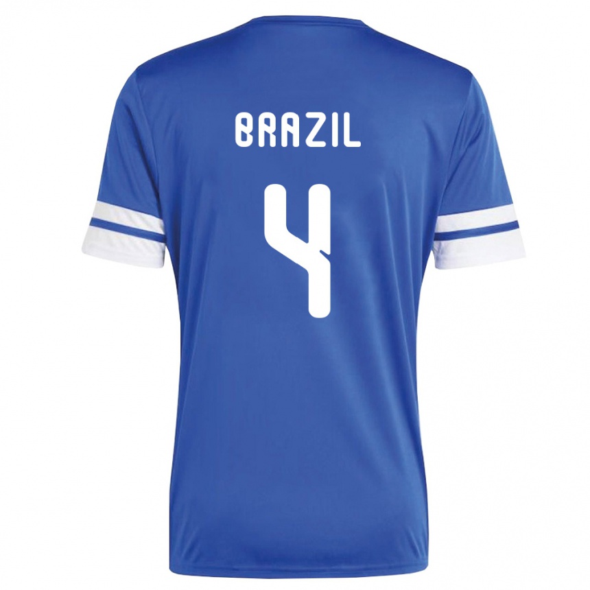 גברים כדורגל קוראסאו Keano Brazil #4 כהה לבן ג'רזי ביתית 26-28