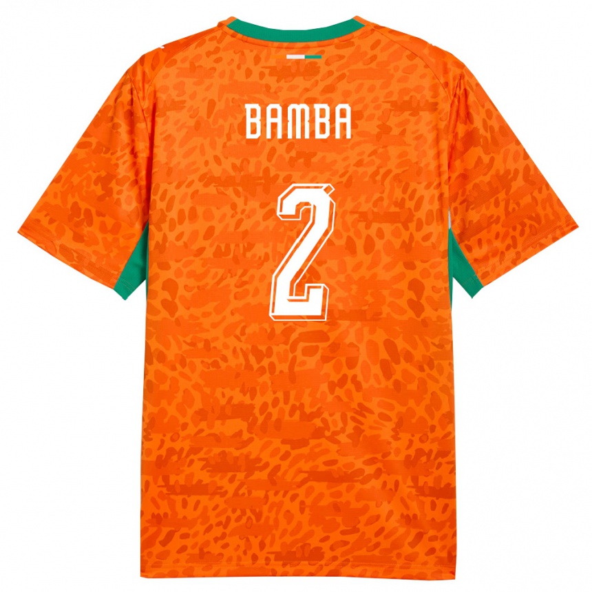 גברים כדורגל חוף השנהב Goudouss Bamba #2 כתום ירוק לבן ג'רזי ביתית 26-28