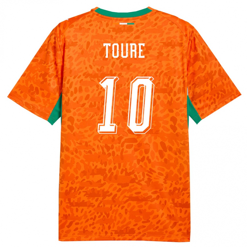גברים כדורגל חוף השנהב Ismael Toure #10 כתום ירוק לבן ג'רזי ביתית 26-28
