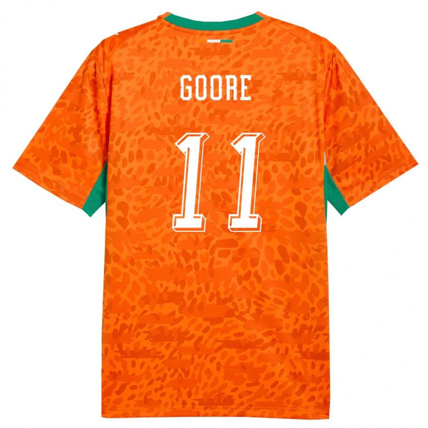 גברים כדורגל חוף השנהב Hyllarion Goore #11 כתום ירוק לבן ג'רזי ביתית 26-28