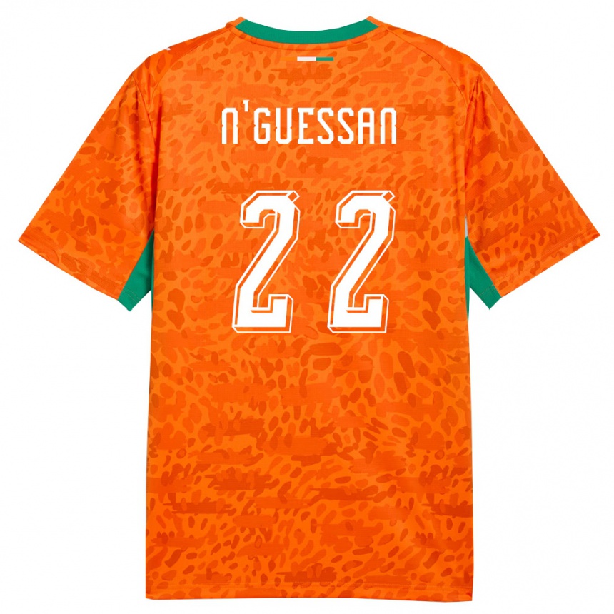 גברים כדורגל חוף השנהב Yohan N'guessan #22 כתום ירוק לבן ג'רזי ביתית 26-28