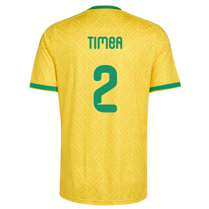 גברים כדורגל דרום אפריקה Sifiso Timba #2 צהוב ירוק ג'רזי ביתית 26-28
