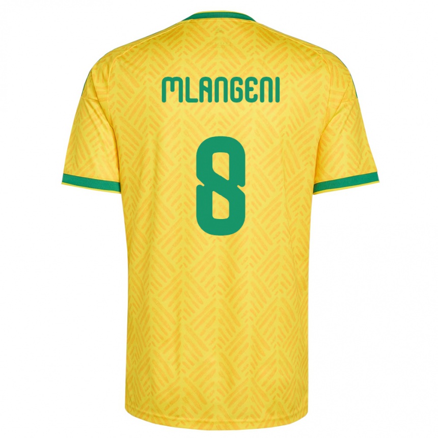 גברים כדורגל דרום אפריקה Teboho Mlangeni #8 צהוב ירוק ג'רזי ביתית 26-28